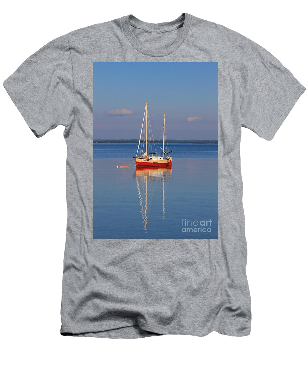 Boat T-Shirt featuring the photograph The Lonely Sail Boat by Robert Pearson