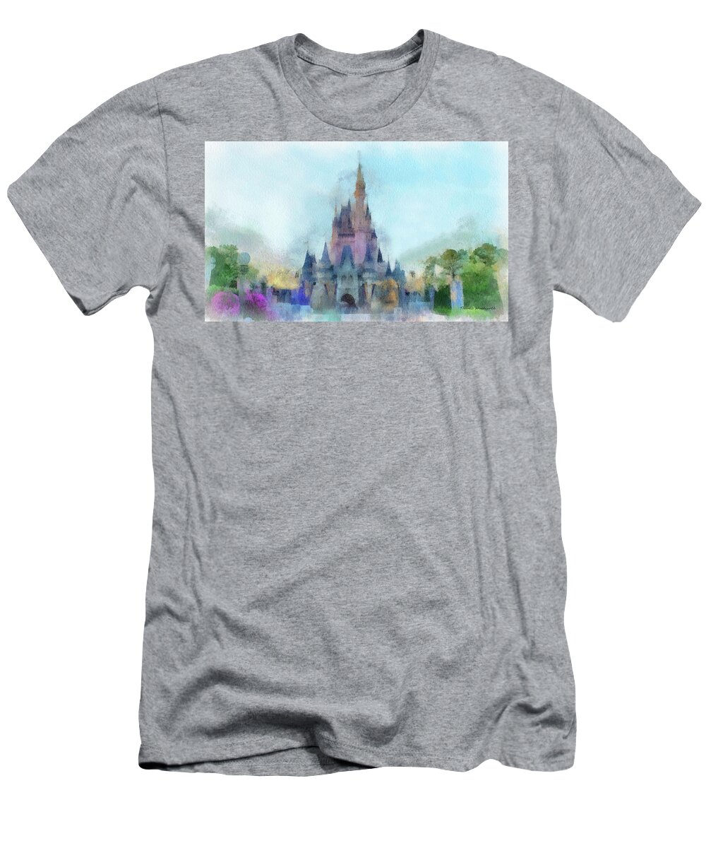 Castle T-Shirt featuring the photograph The Magic Kingdom Castle WDW 05 Photo Art MP by Thomas Woolworth