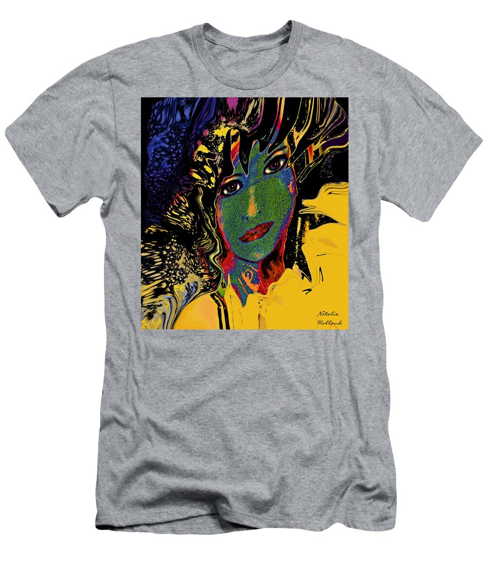 Face T-Shirt featuring the mixed media The Mermaid by Natalie Holland