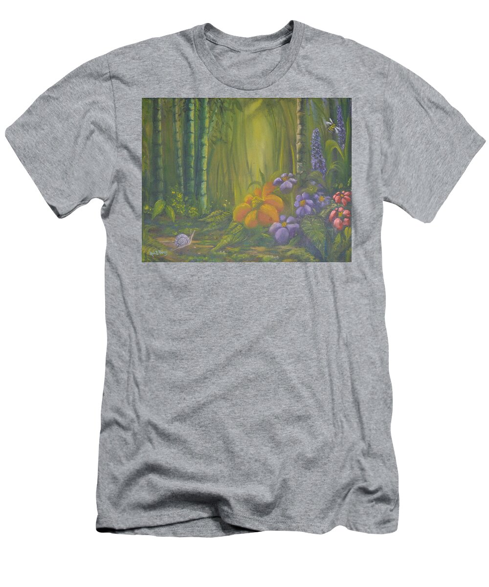 Forest T-Shirt featuring the painting The Morning Commute by Rod B Rainey