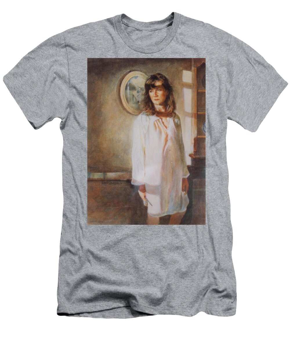 Portrait T-Shirt featuring the painting The Old Watercolour by David Ladmore