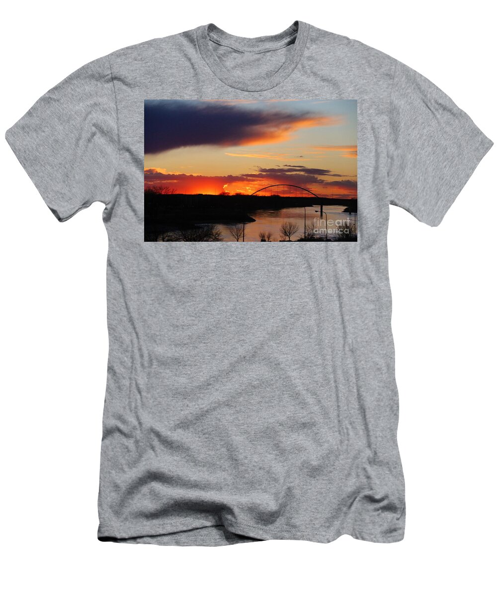 Sunset T-Shirt featuring the photograph The other side of the Bridge by Yumi Johnson