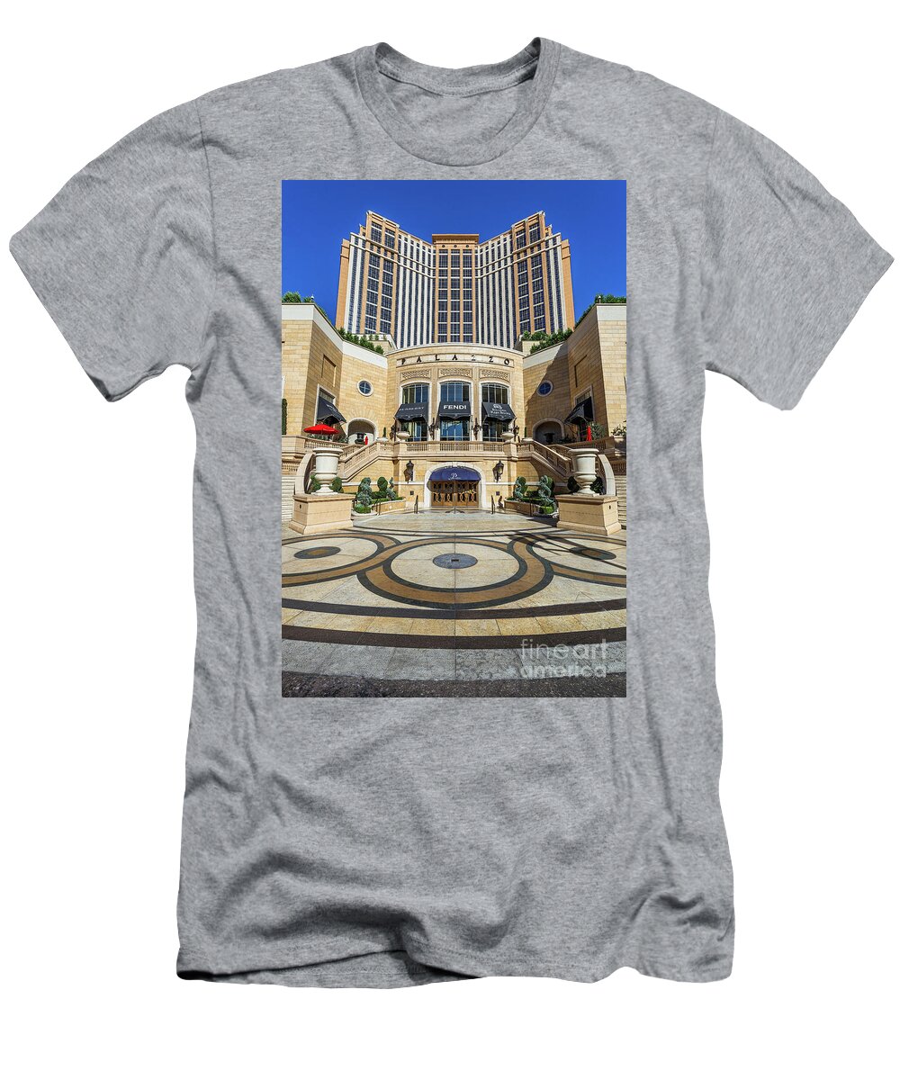 The Palazzo Casino T-Shirt featuring the photograph The Palazzo Casino Main Entrance by Aloha Art