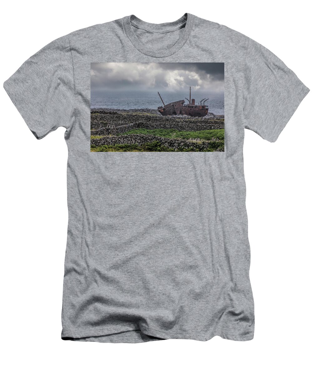 Inis Oirr T-Shirt featuring the photograph The Plassey Shipwreck by Teresa Wilson