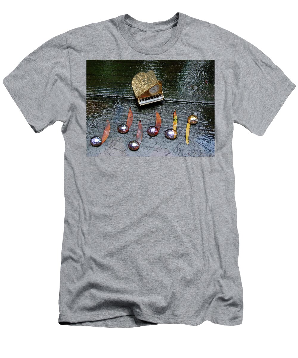  T-Shirt featuring the photograph The Rain-Dropped Into My Music Today by Priscilla Huber