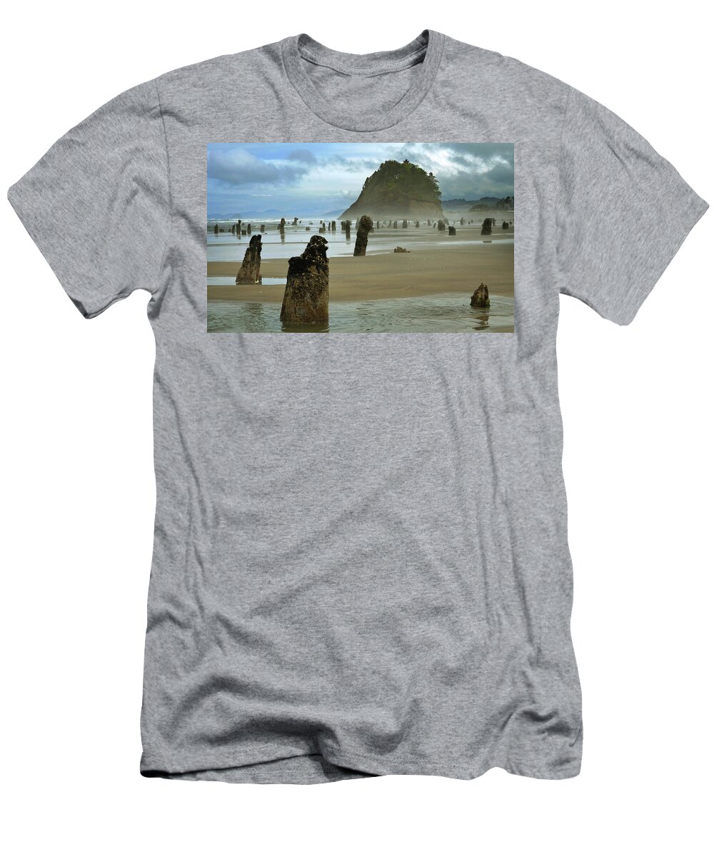 Beach T-Shirt featuring the photograph The Remains of an Ancient Forest by Kevin Felts