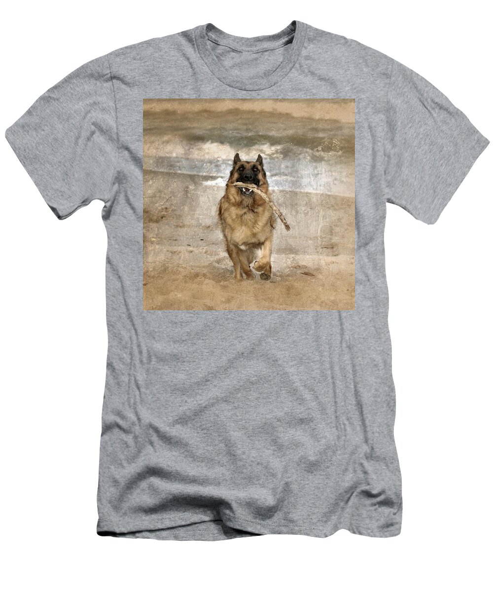 German Shepherd Dogs T-Shirt featuring the photograph The Retrieve by Angie Tirado