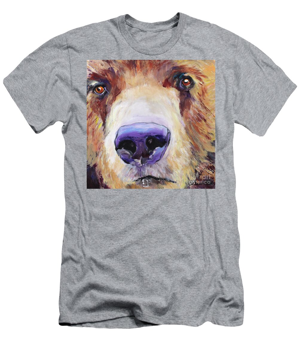 Grizzley Bear T-Shirt featuring the painting The Sniffer by Pat Saunders-White