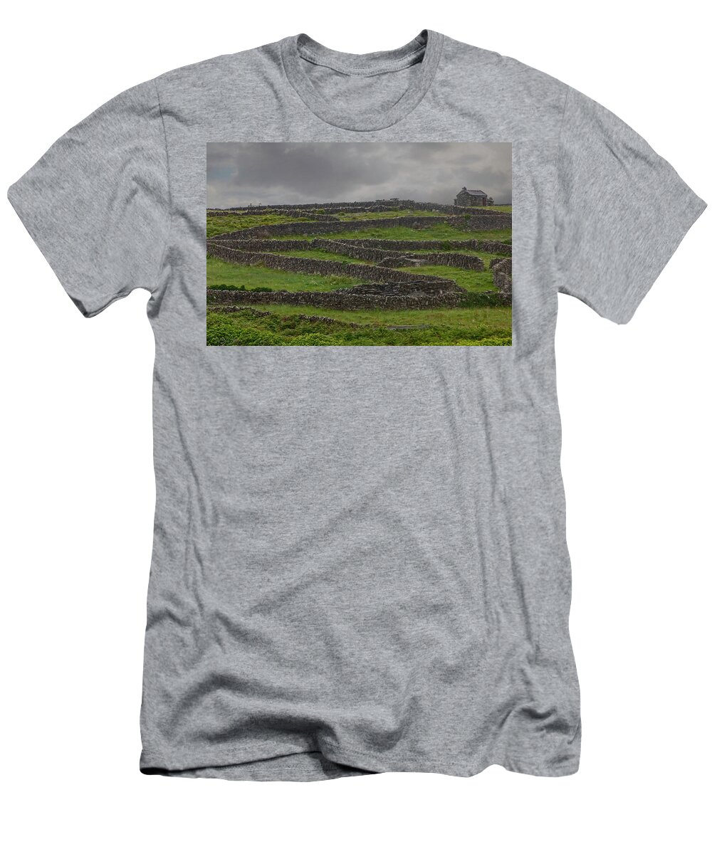 Innis Oirr T-Shirt featuring the photograph The Stone Walls of Innisheer by Teresa Wilson