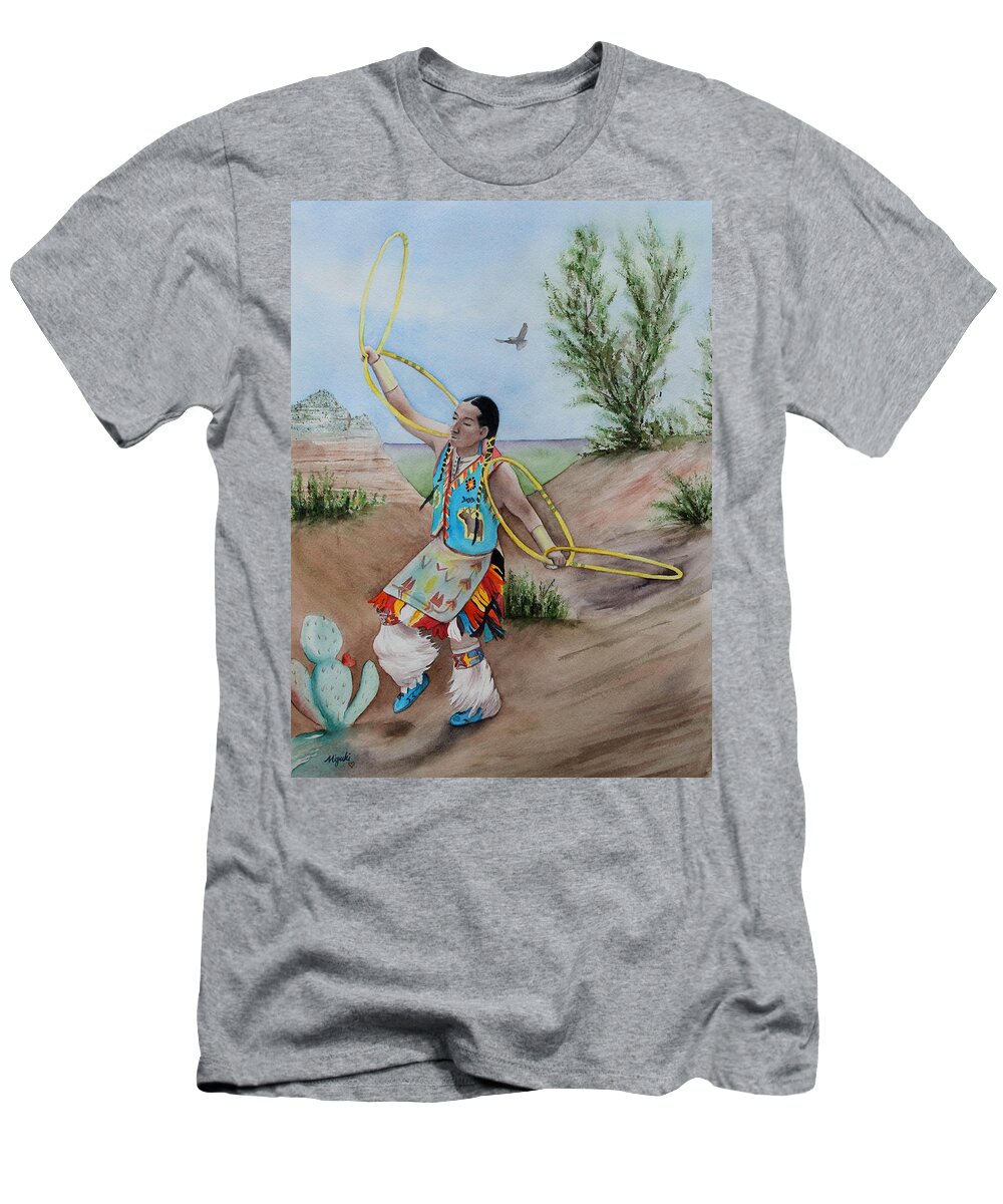 Native American T-Shirt featuring the painting The Storyteller by Kelly Miyuki Kimura