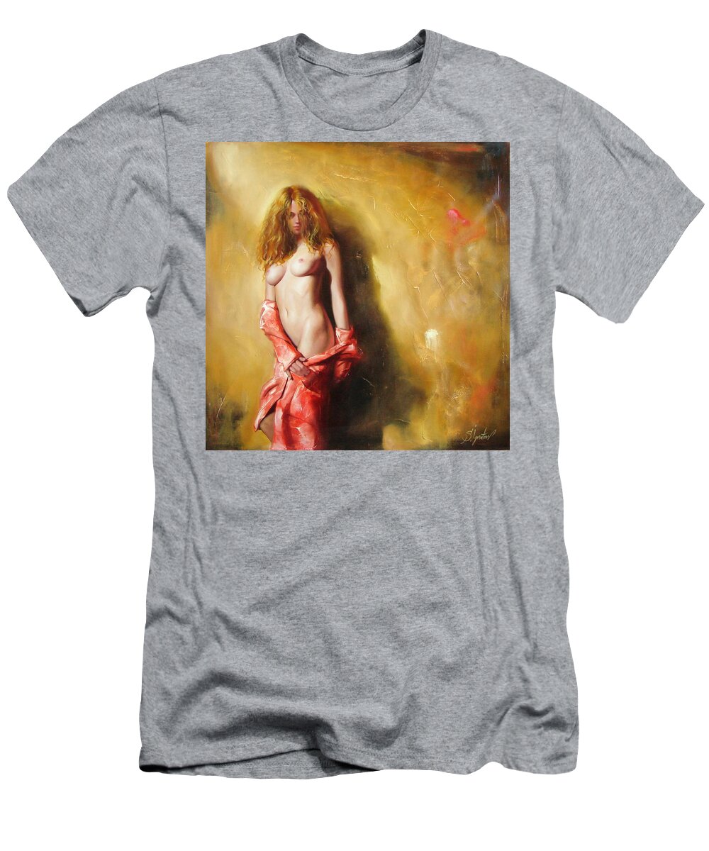 Art T-Shirt featuring the painting The sun in red by Sergey Ignatenko