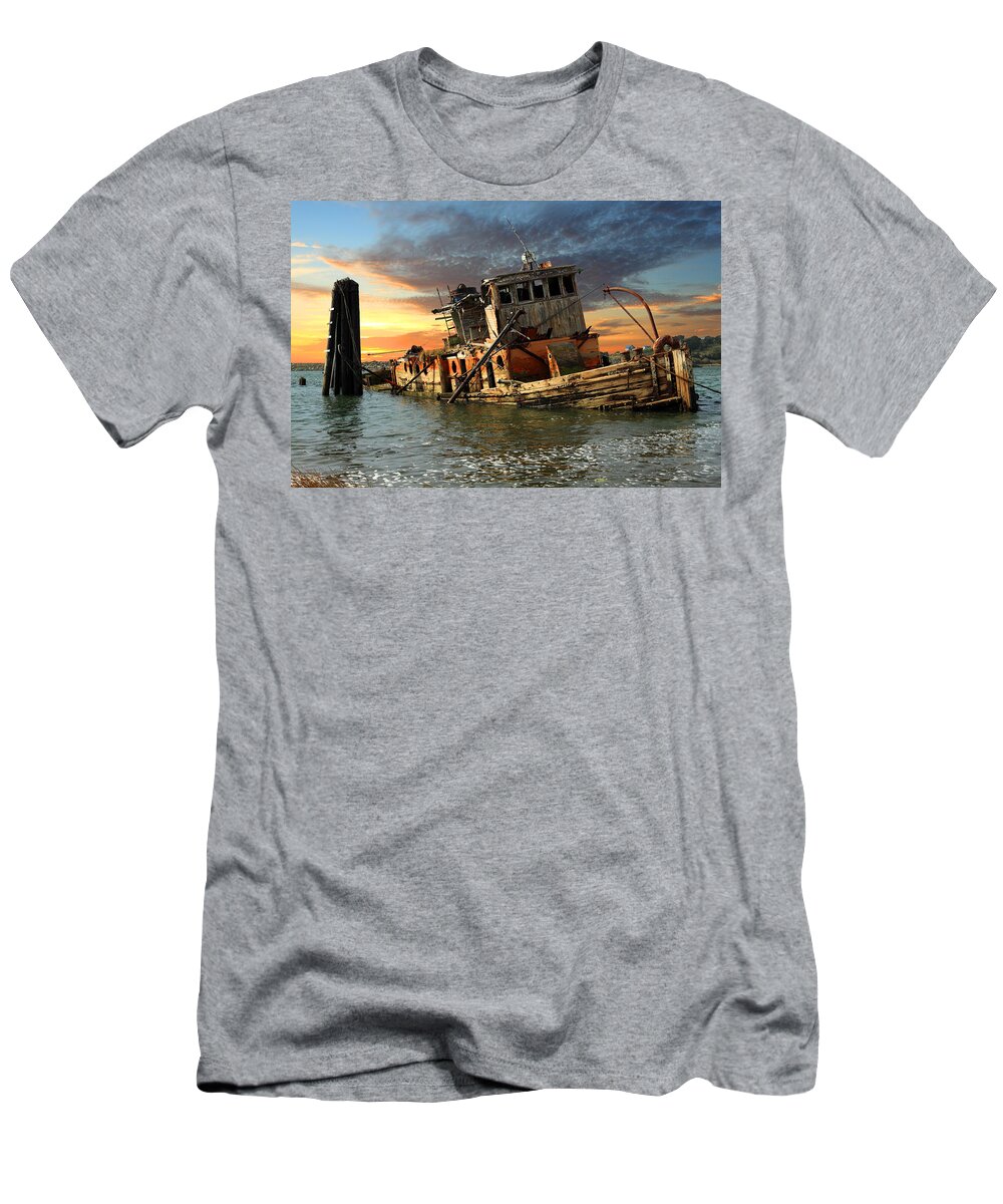 Boat T-Shirt featuring the photograph The Sunset Years Of The Mary D. Hume by James Eddy