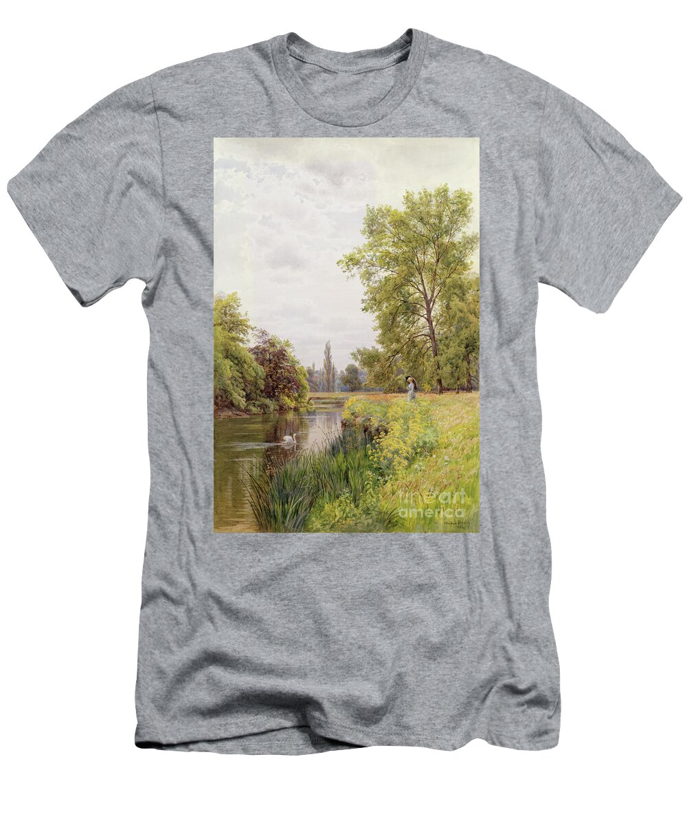 The Thames At Purley T-Shirt featuring the painting The Thames at Purley by William Bradley