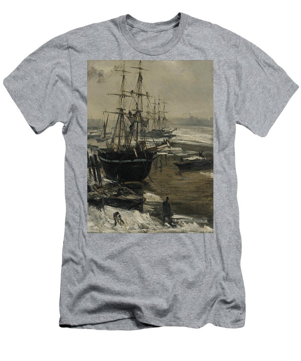 19th Century American Painters T-Shirt featuring the painting The Thames in Ice by James Abbott McNeill Whistler