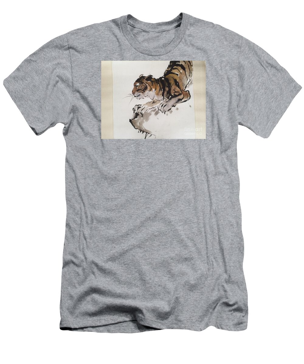  Tiger At Rest T-Shirt featuring the painting Tiger At Rest by Fereshteh Stoecklein