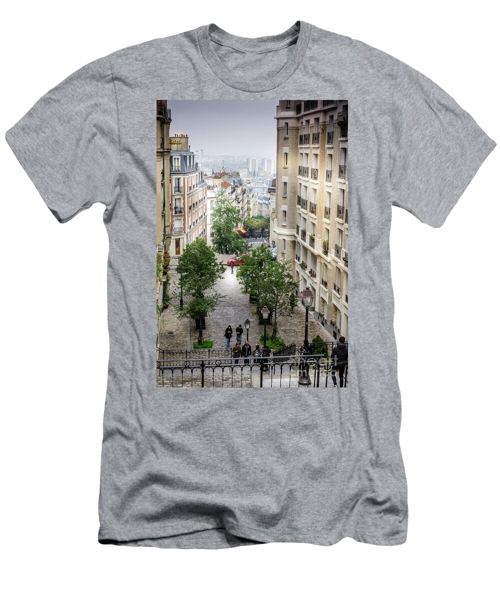 Paris T-Shirt featuring the photograph The view from Montmartre steps, Paris France 2 by Perry Rodriguez