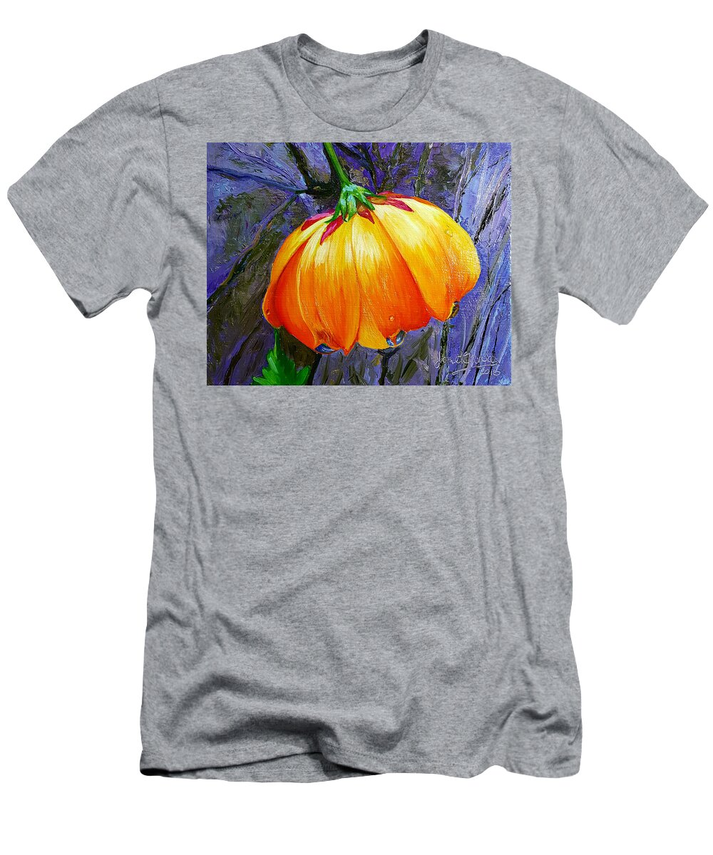 Flowers T-Shirt featuring the painting The Yellow Flower by Janet Garcia
