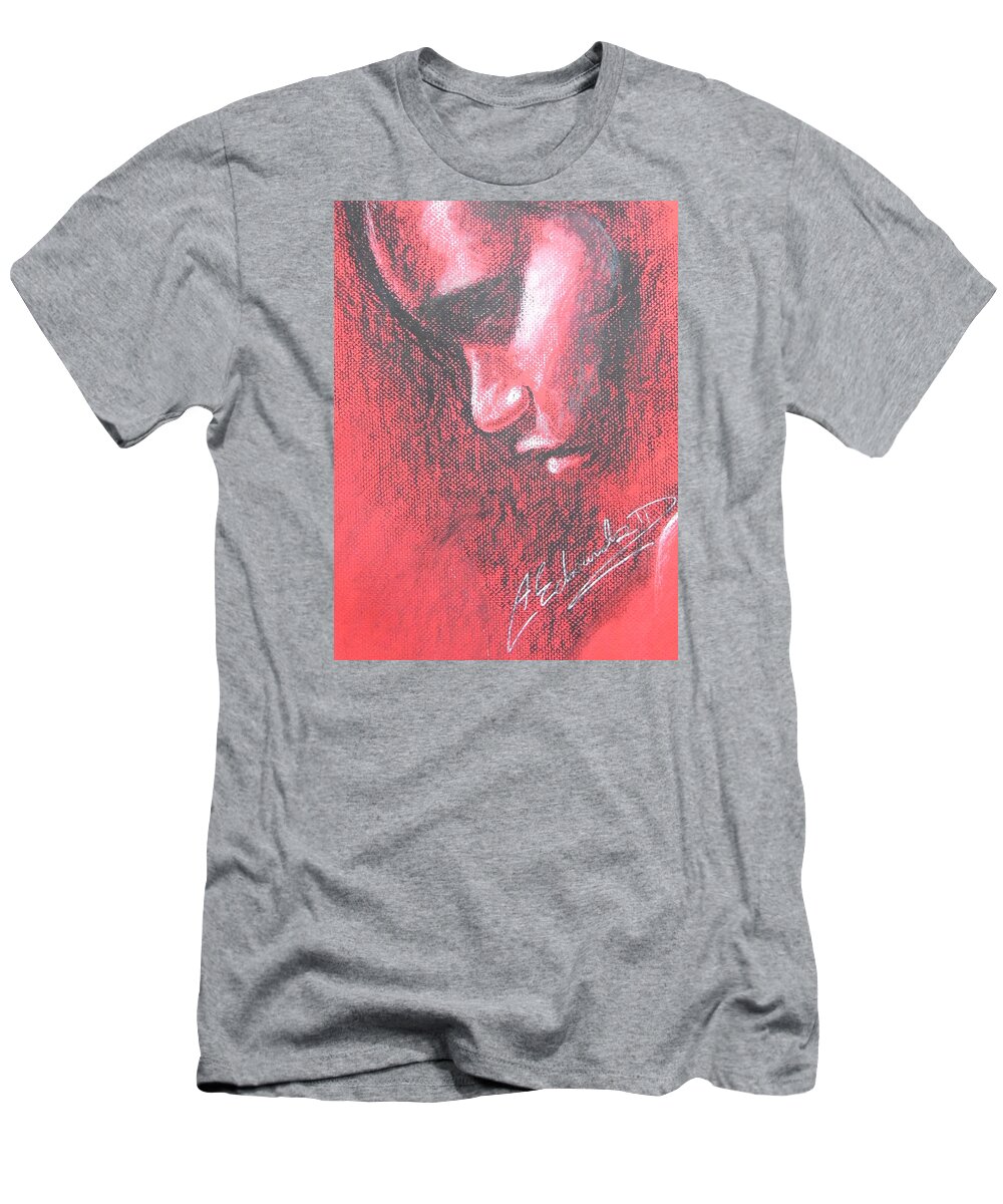 Pastel Pencil T-Shirt featuring the drawing Thinking by Alphonso Edwards II