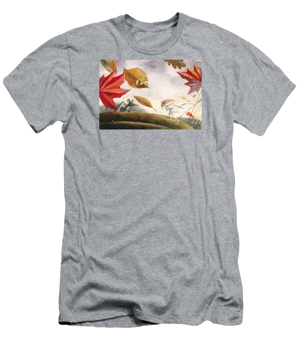 Landscape T-Shirt featuring the painting Thumbellina by Victoria Fomina