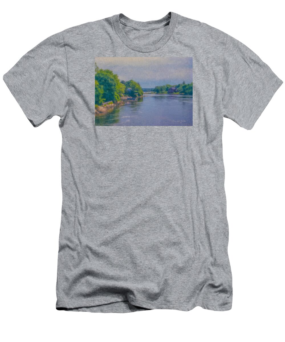 Tidal Inlet T-Shirt featuring the painting Tidal Inlet in Southern Maine by Bill McEntee