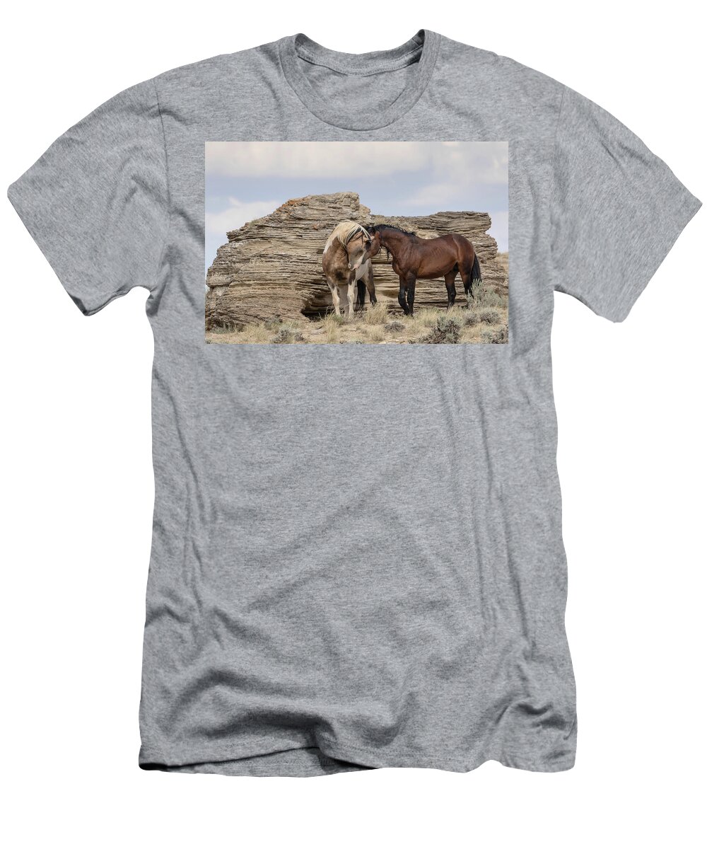 Mustangs T-Shirt featuring the photograph Touching Moment by Ronnie And Frances Howard