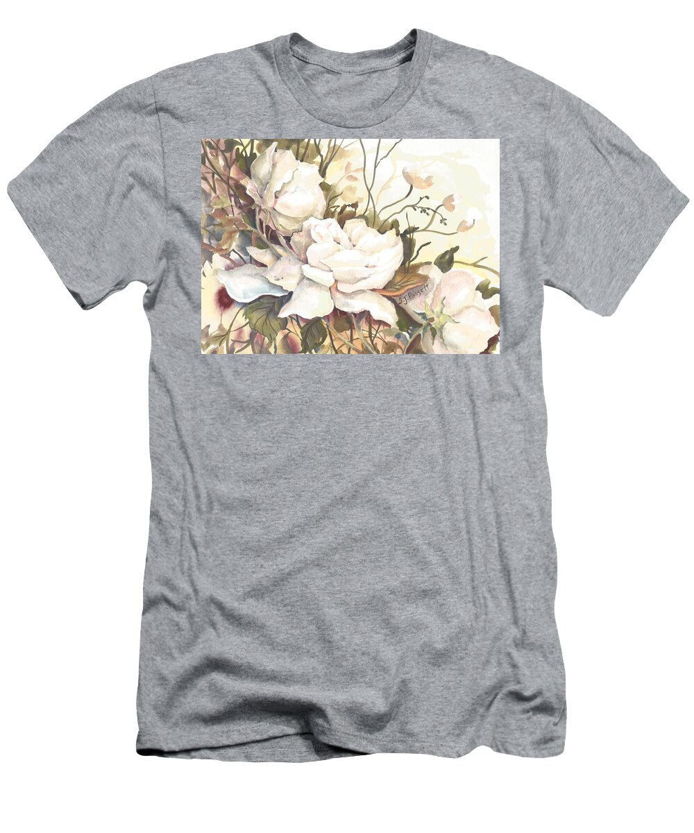 Flowers T-Shirt featuring the painting Tranquility Study in White by Sheri Jo Posselt