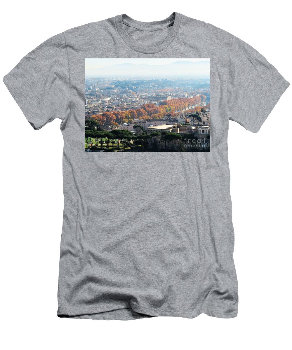 Rome T-Shirt featuring the photograph Tree Lined Tiber in Fall by Laurie Morgan