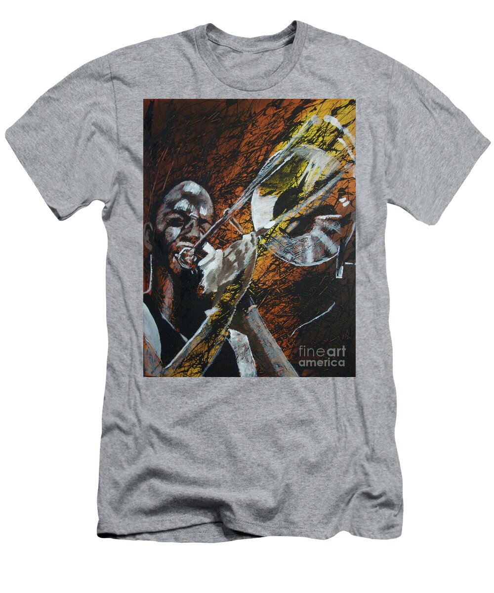 Trombone Shorty T-Shirt featuring the painting Trombone Shorty by Stuart Engel
