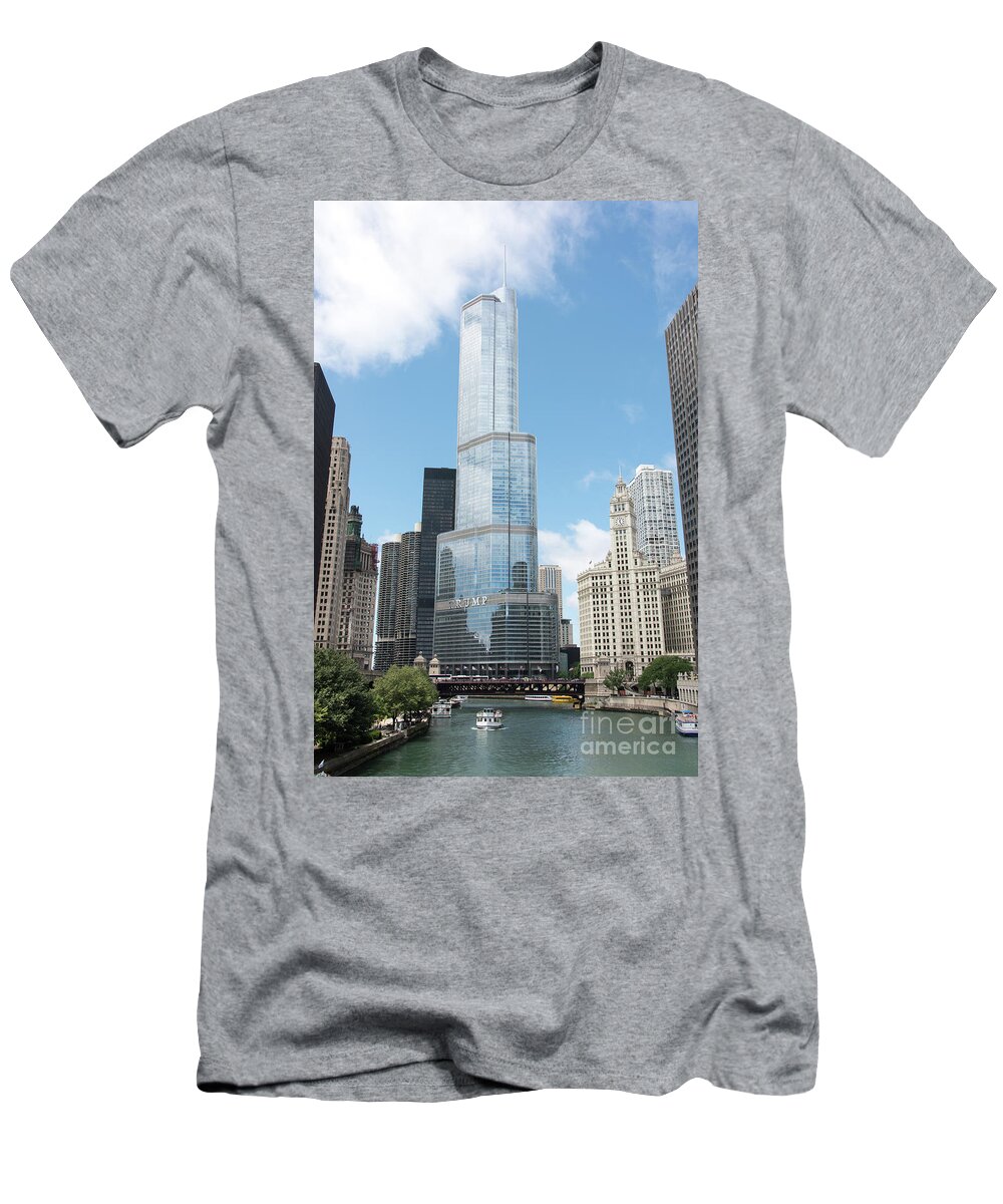 Boats T-Shirt featuring the photograph Trump Tower Overlooking the Chicago River by David Levin