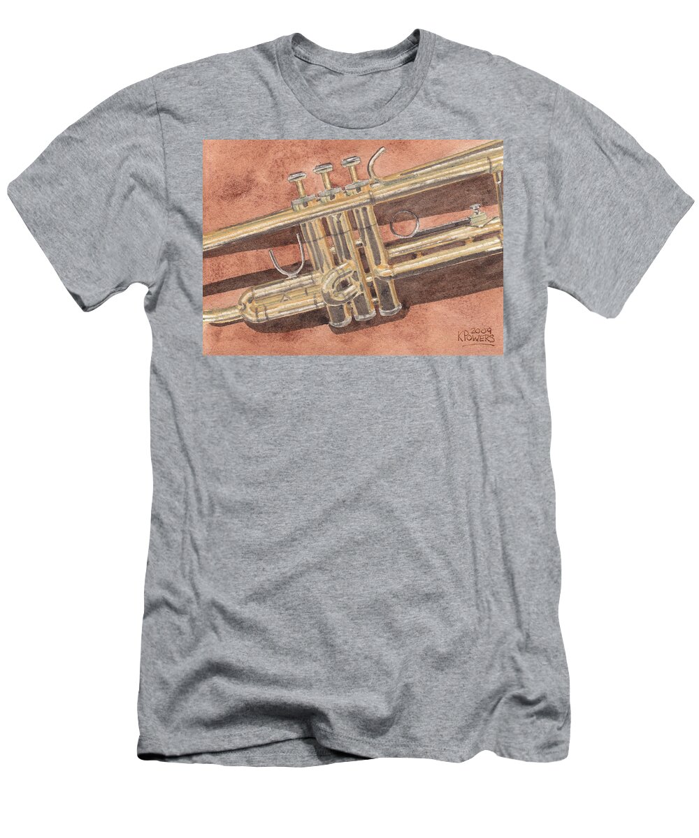 Trumpet T-Shirt featuring the painting Trumpet by Ken Powers