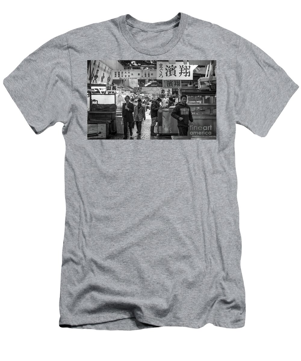 People T-Shirt featuring the photograph Tsukiji Shijo, Tokyo Fish Market, Japan 2 by Perry Rodriguez
