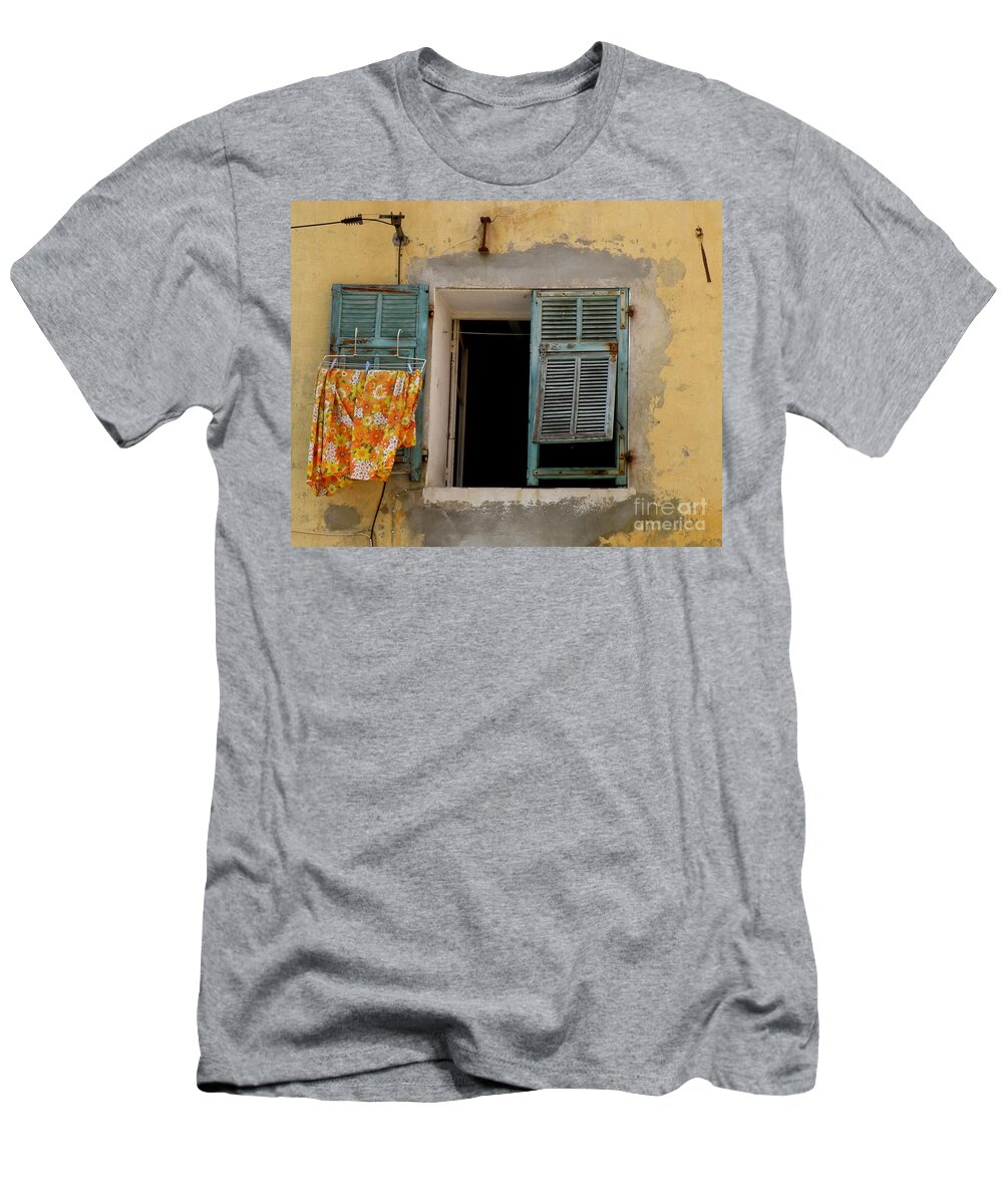 Window T-Shirt featuring the photograph Turquoise Shuttered Window by Lainie Wrightson