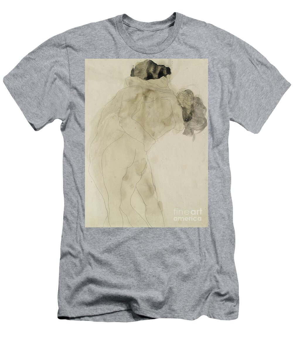 Two T-Shirt featuring the painting Two embracing figures by Auguste Rodin