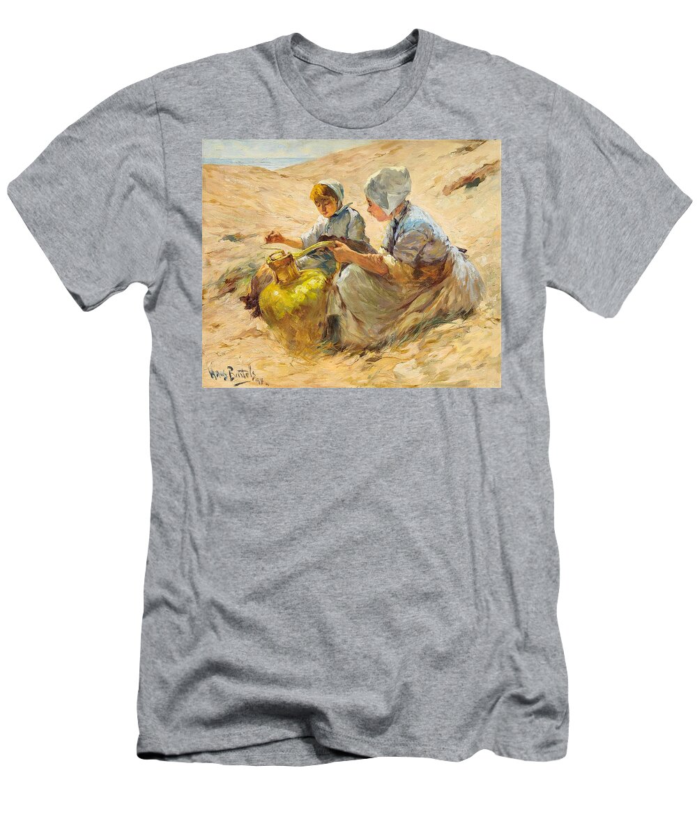 Hans Von Bartels T-Shirt featuring the painting Two Girls in the Sand Dunes by Hans von Bartels