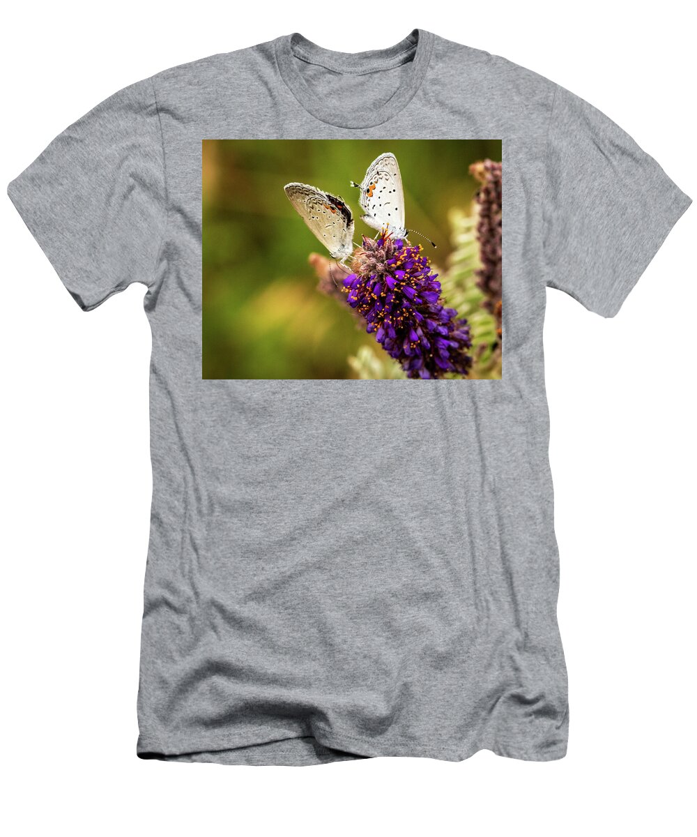 Jay Stockhaus T-Shirt featuring the photograph Two on a Flower by Jay Stockhaus