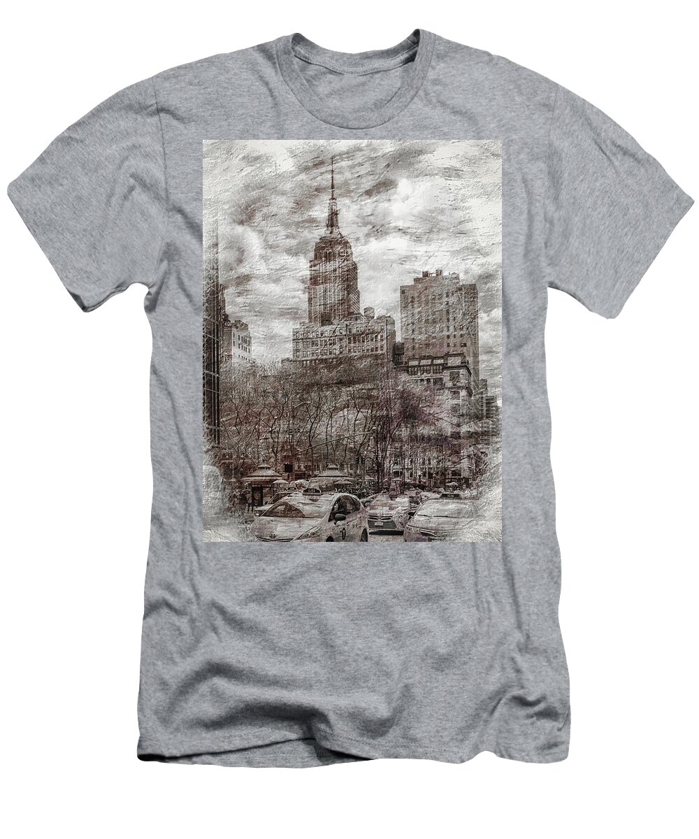 Empire State Building T-Shirt featuring the digital art Urban Rush by Az Jackson