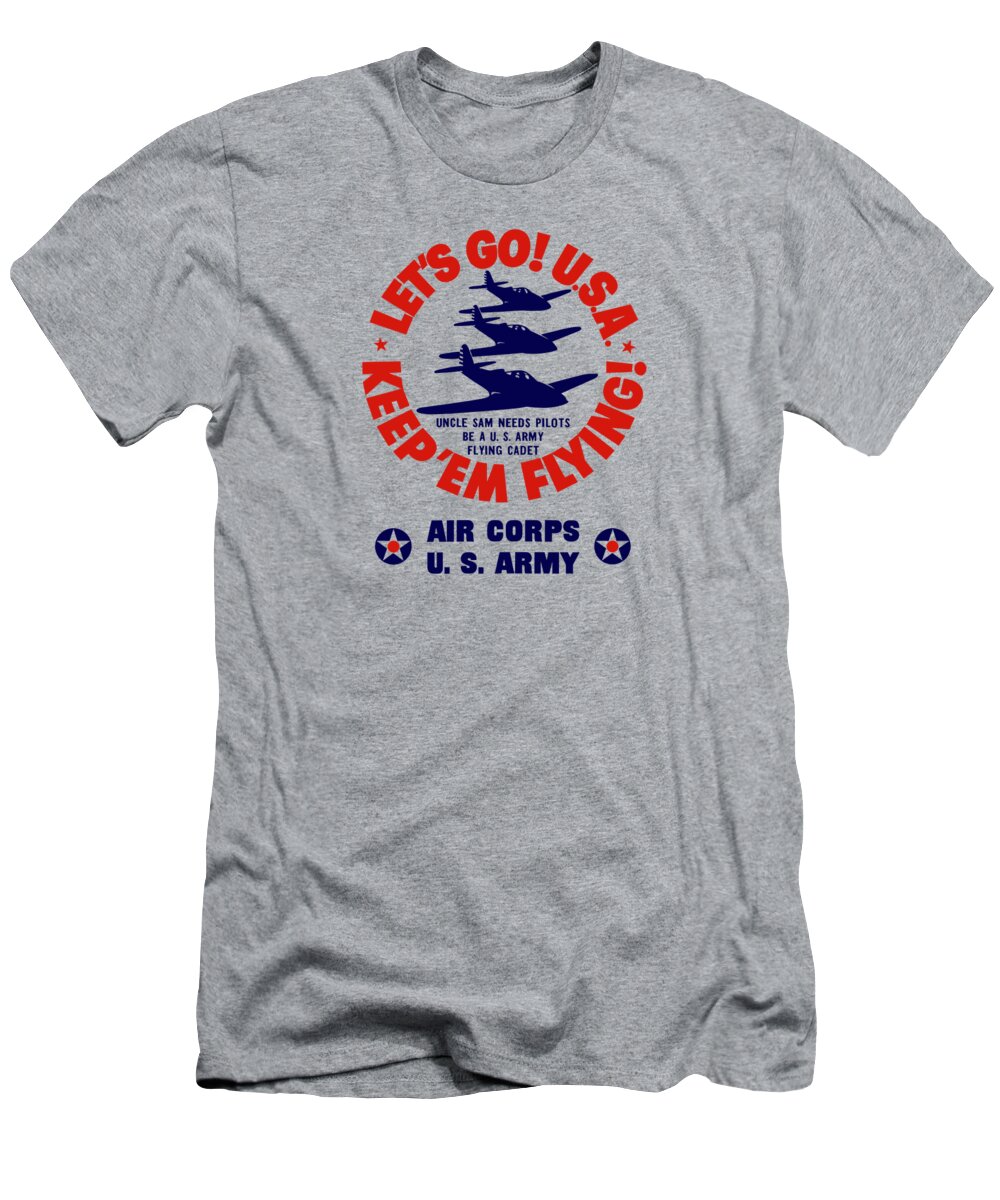 Air Corps T-Shirt featuring the painting US Army Air Corps - WW2 by War Is Hell Store