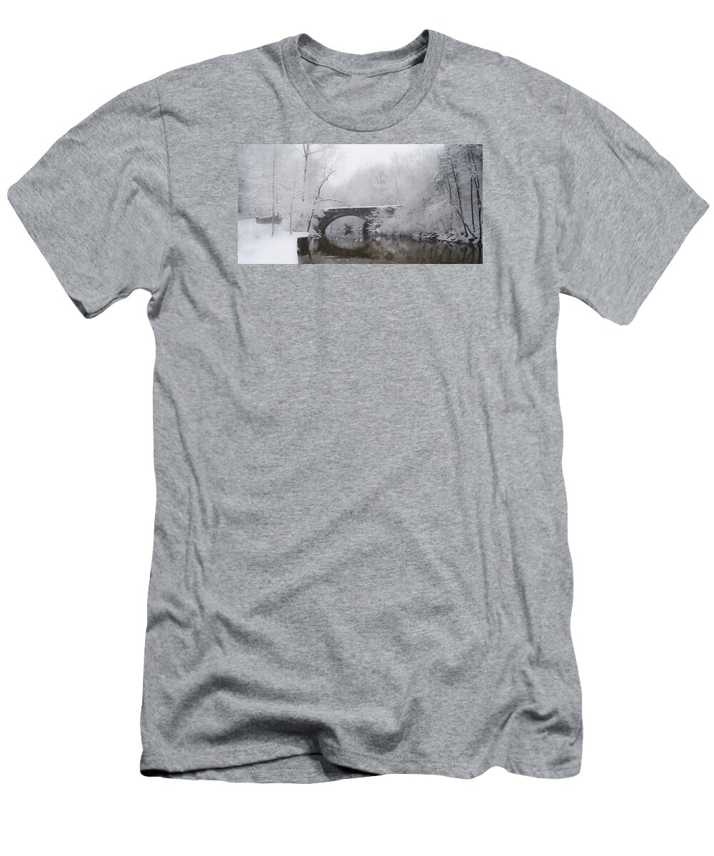 Valley T-Shirt featuring the photograph Valley Green Bridge in the Snow by Bill Cannon