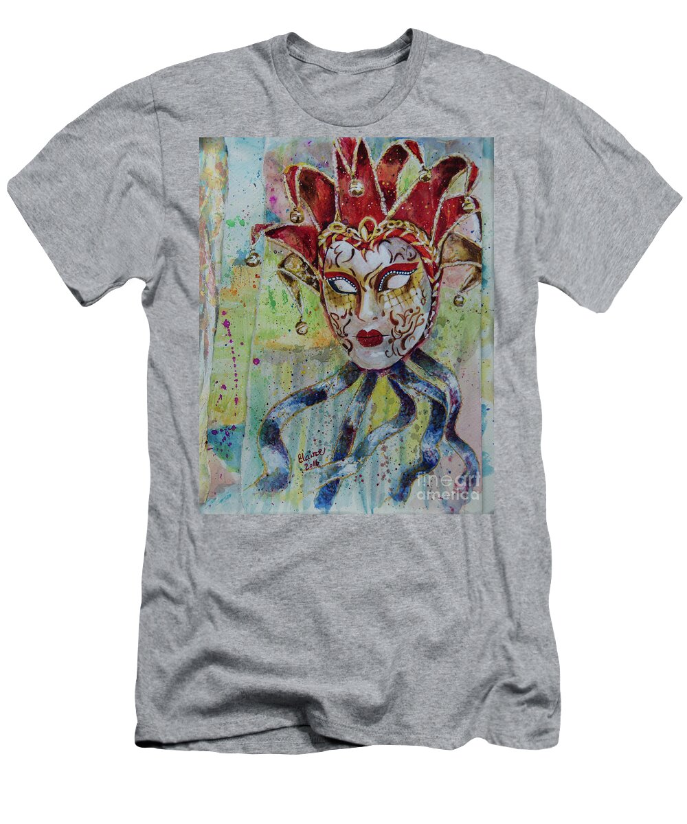 Venetian Mask T-Shirt featuring the painting Venetian Mask by Elaine Berger