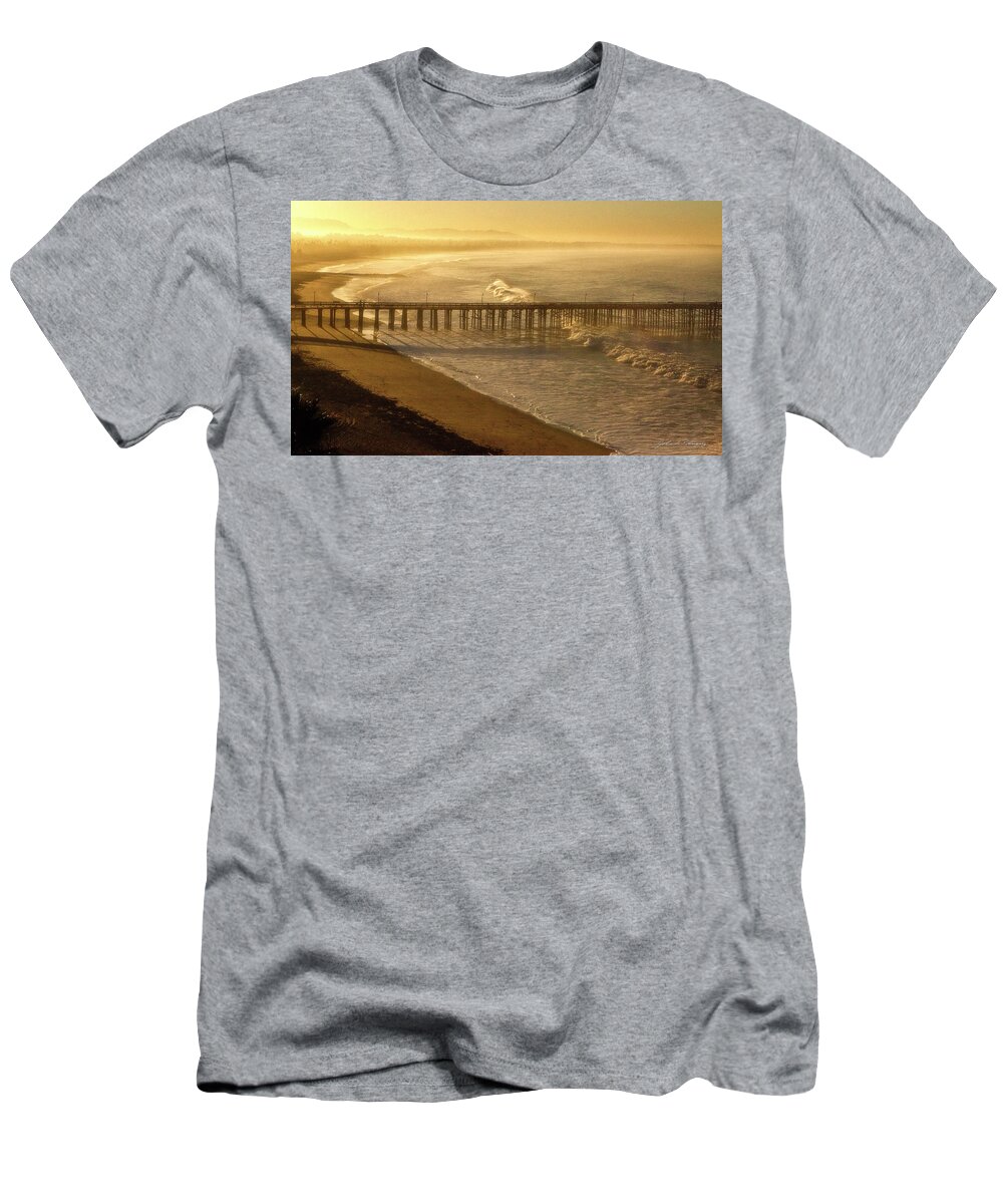 Ventura T-Shirt featuring the photograph Ventura, CA Pier at Sunrise by John A Rodriguez