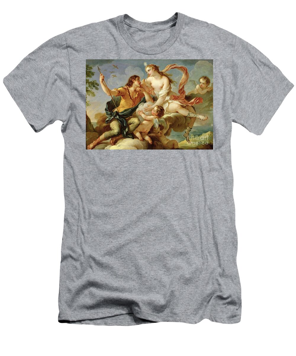 Venus T-Shirt featuring the painting Venus and Adonis by Charles Joseph Natoire