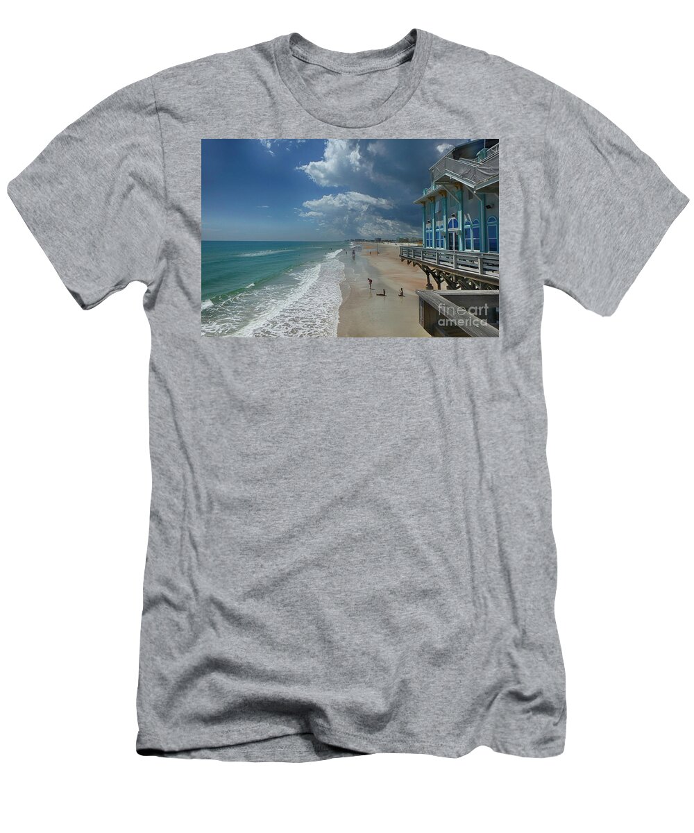 Beach T-Shirt featuring the photograph View from the Pier by Judy Hall-Folde