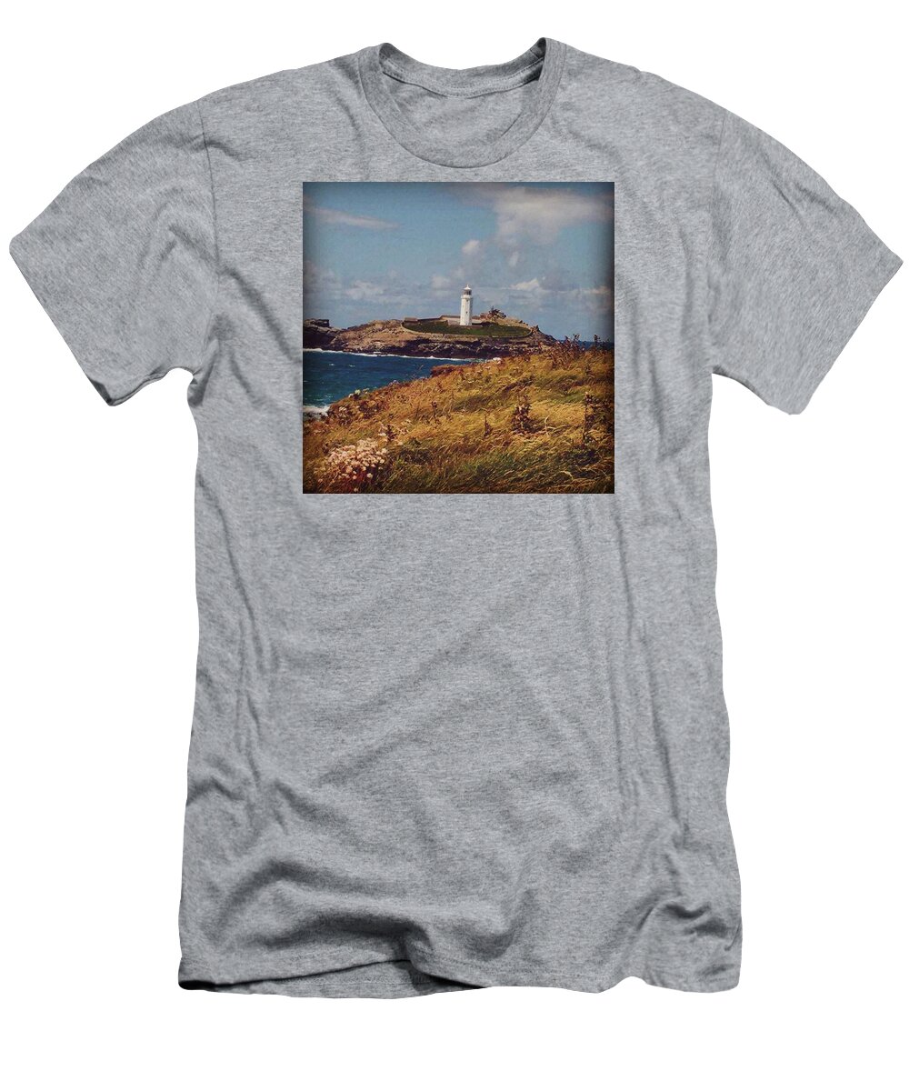 Godrevy T-Shirt featuring the photograph Vintage Godrevy Lighthouse by Louise M