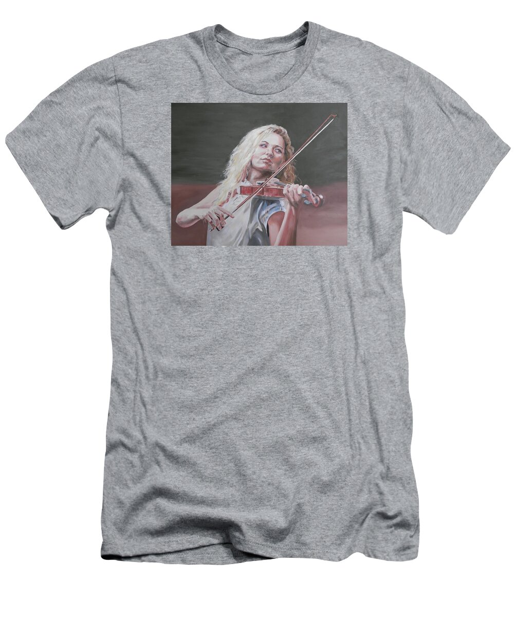 Female T-Shirt featuring the painting Violin Solo by John Neeve