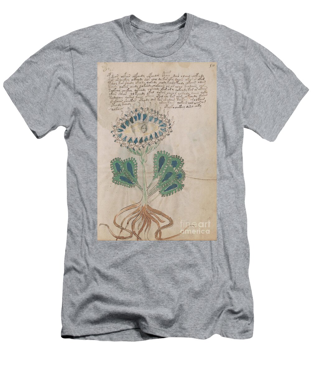 Plant T-Shirt featuring the drawing Voynich flora 11 by Rick Bures