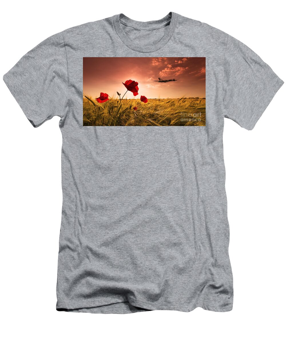 Avro Vulcan T-Shirt featuring the digital art Vulcan Poppy Sunset by Airpower Art