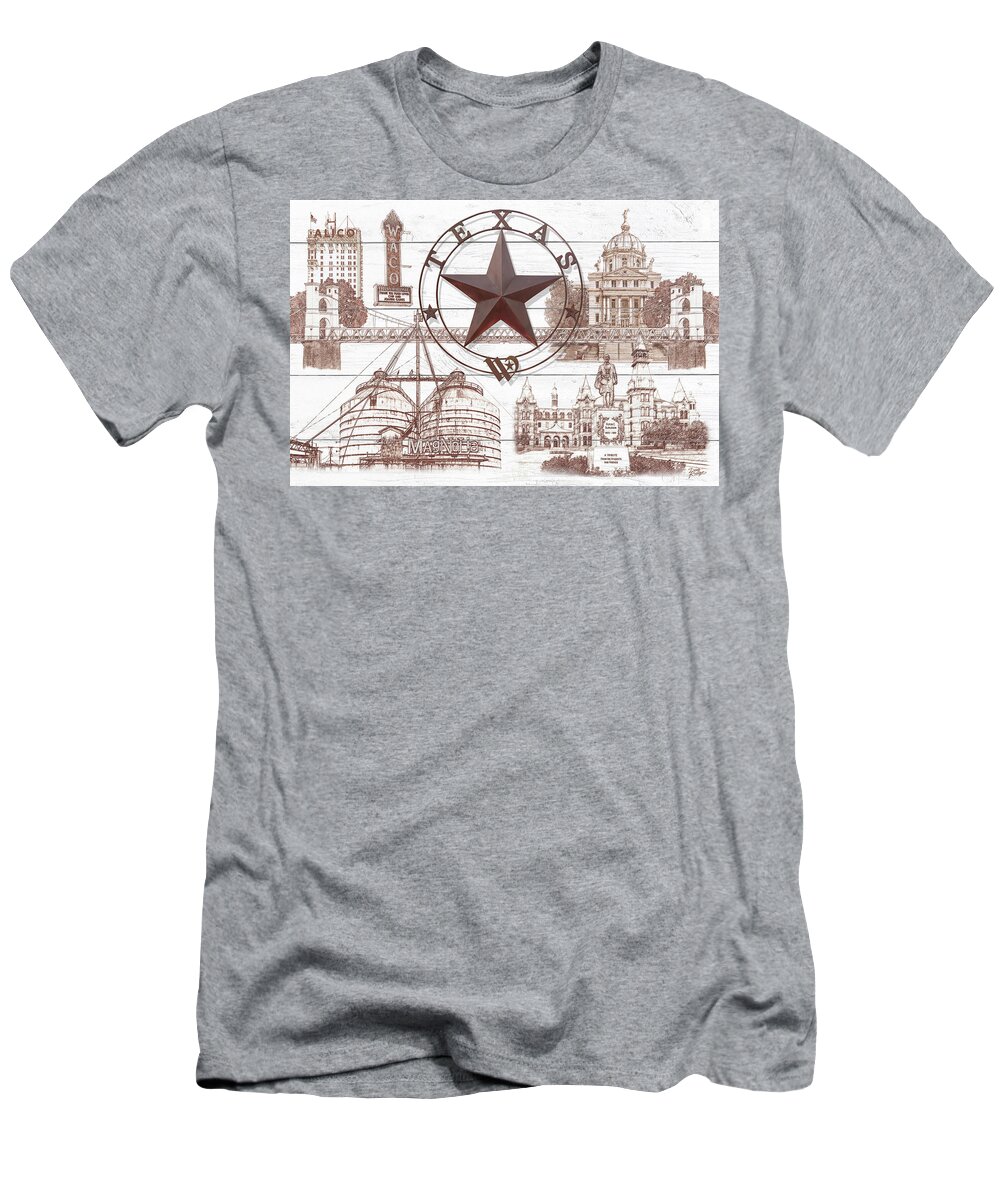 Waco Texas Artwork By Doug Kreuger T-Shirt featuring the digital art Waco Texas by Doug Kreuger