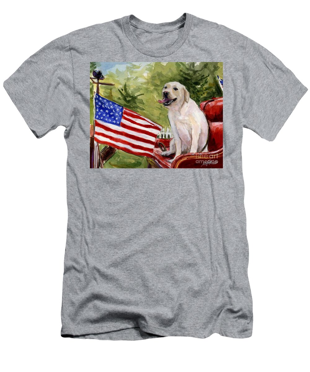 Golden Retriever T-Shirt featuring the painting Wag the Flag by Molly Poole