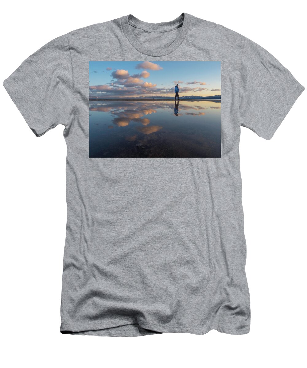 Usa T-Shirt featuring the photograph Walking in the sunset by Martin Gollery