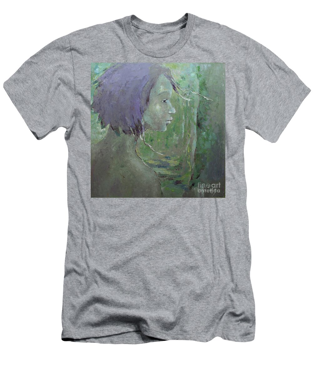 Landscape T-Shirt featuring the painting Walking with Wonder by Becky Kim